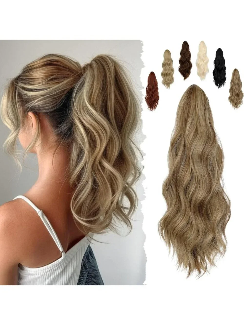 Long Curly Wavy Ponytail Extension - 16